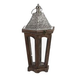 Farol 32 x 28 x 60 cm Portavelas Marrón Plata Madera de abeto (2 Unidades) Farol 32 x 28 x 60 cm Portavelas Marrón Plata Madera de abeto (2 Unidades)