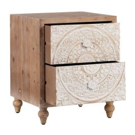 Mesita de Noche SHABBY CHIC 47 x 43 x 58 cm Natural Madera Blanco Mesita de Noche SHABBY CHIC 47 x 43 x 58 cm Natural Madera Blanco