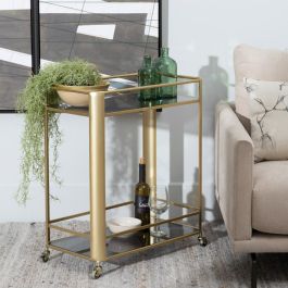Carro de Cocina 66 x 36,5 x 77 cm Cristal Dorado Metal Carro de Cocina 66 x 36,5 x 77 cm Cristal Dorado Metal