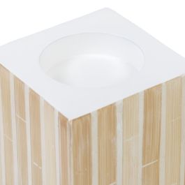 Portavelas Beige Bambú Madera MDF 10,5 x 10,5 x 10,5 cm