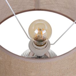 Lámpara de mesa Beige Plateado Arpillera Cerámica 60 W 220 V 240 V 220-240 V 28 x 28 x 50,5 cm