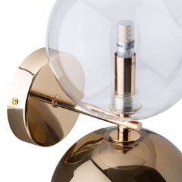 Lámpara de Pared 21 x 18,5 x 30 cm Cristal Dorado Hierro