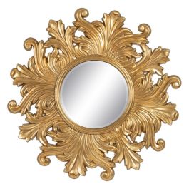 Espejo de pared 114 x 4,5 x 114 cm Cristal Dorado Madera