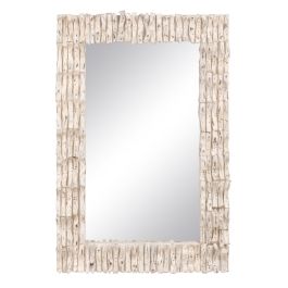Espejo de pared 60 x 8 x 90 cm madera de teca Blanco
