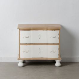 Mesita de Noche 60 x 35 x 55 cm Natural Blanco Madera de abeto Mesita de Noche 60 x 35 x 55 cm Natural Blanco Madera de abeto