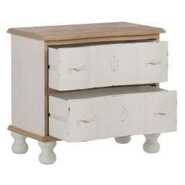 Mesita de Noche 60 x 35 x 55 cm Natural Blanco Madera de abeto Mesita de Noche 60 x 35 x 55 cm Natural Blanco Madera de abeto