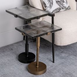 Mesa auxiliar 41 x 32 x 59 cm Cristal Negro Metal