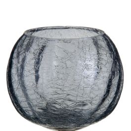 Portavelas Cristal Gris Metal 13 x 13 x 38 cm Plata
