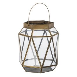 Farol 23 x 23 x 27 cm Portavelas Cristal Dorado Metal Precio: 56.615899286099996. SKU: S8802694