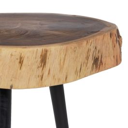 Mesa auxiliar 38 x 35 x 51 cm Natural Negro Madera Hierro Mesa auxiliar 38 x 35 x 51 cm Natural Negro Madera Hierro