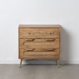 Mesa auxiliar 80 x 40 x 77 cm Natural Madera Ratán