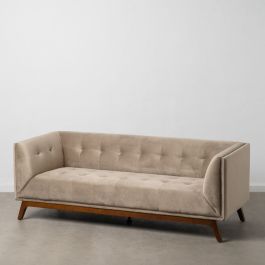 Sofá 198 x 81 x 72 cm Champán Tejido Sintético Madera Terciopelo Sofá 198 x 81 x 72 cm Champán Tejido Sintético Madera Terciopelo