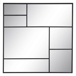 Espejo de pared Negro Cristal Hierro Vertical 90 x 2 x 90 cm
