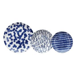 Vajilla 18 Piezas Porcelana Azul Blanco 1 cm Vajilla 18 Piezas Porcelana Azul Blanco 1 cm