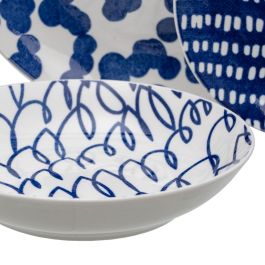 Vajilla 18 Piezas Porcelana Azul Blanco 1 cm Vajilla 18 Piezas Porcelana Azul Blanco 1 cm