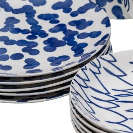Vajilla 18 Piezas Porcelana Azul Blanco 1 cm Vajilla 18 Piezas Porcelana Azul Blanco 1 cm