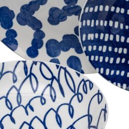 Vajilla 18 Piezas Porcelana Azul Blanco 1 cm Vajilla 18 Piezas Porcelana Azul Blanco 1 cm