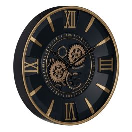 Reloj de Pared Negro Dorado Cristal Hierro 59 x 8,5 x 59 cm (3 Unidades)