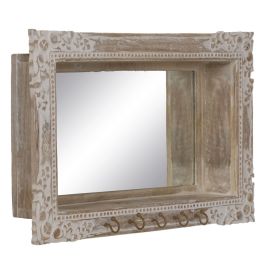 Espejo de pared Blanco Beige Cristal Madera de mango Madera MDF Vertical 61 x 10,79 x 38 cm
