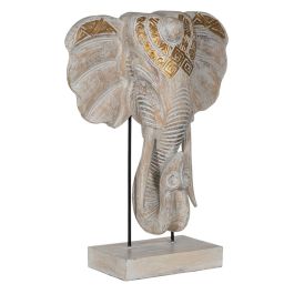Figura Decorativa Blanco Dorado Natural Elefante 44 x 16 x 57 cm
