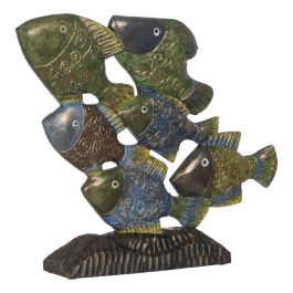 Figura Decorativa Azul Marrón Verde Peces 60 x 11,5 x 52 cm