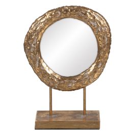 Espejo con Soporte Dorado Cristal Hierro 34 x 13 x 48,5 cm