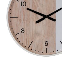 Reloj de Pared Blanco Natural Madera 60 x 60 x 5,5 cm