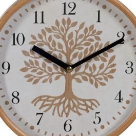 Reloj de Pared Árbol Blanco Natural Madera Cristal 22 x 22 x 4,5 cm
