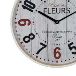 Reloj de Pared Blanco Madera Cristal 40 x 40 x 4,5 cm