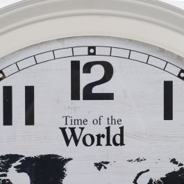Reloj de Pared Mapamundi Blanco Negro Hierro 70 x 70 x 6,5 cm