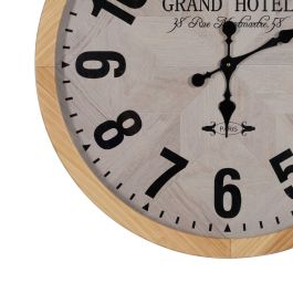 Reloj de Pared Blanco Natural Madera Cristal 76 x 76 x 6 cm