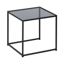 Mesa de Centro Negro Natural Cristal Hierro Ratán 97,5 x 34 x 35 cm (3 Unidades)