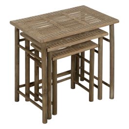 Mesa auxiliar Natural Bambú 57 x 38 x 55 cm 45 x 32 x 47 cm 34 x 26 x 40 cm 3 Piezas (3 Unidades)