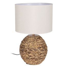Lámpara de mesa Crema Natural Lino Hierro Fibra natural 60 W 220-240 V 35 x 35 x 56 cm Precio: 67.69000029. SKU: B1AVEEQBF2