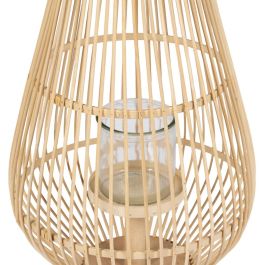 Farol Natural Bambú Cristal 30 x 30 x 55 cm