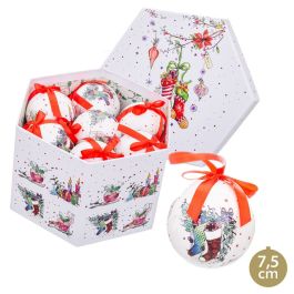 Bolas de Navidad Multicolor Papel Polyfoam Ø 7,5 cm 21,5 X 25 X 16 CM (14 Unidades)