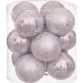 Bolas de Navidad Plateado Plástico 8 x 8 x 8 cm (12 Unidades)