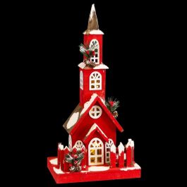 Adorno Navideño Rojo Madera Casa 17 x 18 x 56 cm