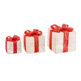 Adorno Navideño Blanco Rojo Metal Fibra Caja De Regalo 25 x 25 x 31 cm (3 Unidades) Precio: 53.227900145199996. SKU: B13ADTGFB6