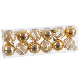 Bolas de Navidad Dorado Plástico 6 x 6 x 6 cm (12 Unidades)