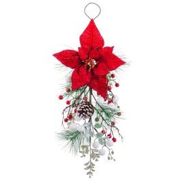 Colgador para Puertas Navidad Rojo Multicolor Plástico Tejido Piñas 60 cm