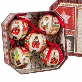 Bolas de Navidad Multicolor Papel Polyfoam Cascanueces 7,5 x 7,5 x 7,5 cm (5 Unidades)