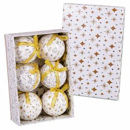 Bolas de Navidad Blanco Dorado Papel Polyfoam 7,5 x 7,5 x 7,5 cm (6 Unidades) Precio: 15.49999957. SKU: B15RB9VET2