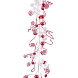 Guirnalda de Navidad Blanco Rojo Plástico Foam 180 cm