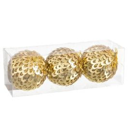 Bolas de Navidad Dorado Plástico Polyfoam 10 x 10 x 10 cm (3 Unidades)