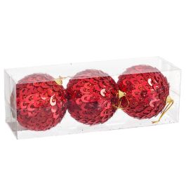 Bolas de Navidad Rojo Plástico Polyfoam 10 x 10 x 10 cm (3 Unidades)