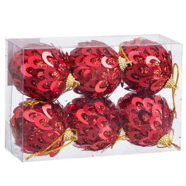 Bolas de Navidad Rojo Plástico Polyfoam 6 x 6 x 6 cm (6 Unidades)