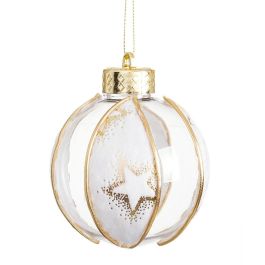 Bolas de Navidad Blanco Transparente Dorado Plástico Tejido Estrellas 8 x 8 x 8 cm (4 Unidades)