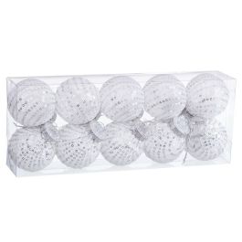 Bolas de Navidad Blanco Plateado Plástico Tejido Lentejuelas 6 x 6 x 6 cm (10 Unidades) Precio: 14.95000012. SKU: B1B7LNP45M