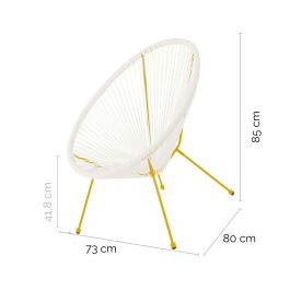 Sillón de jardín Acapulco 73 x 80 x 85 cm Blanco Ratán Mostaza Sillón de jardín Acapulco 73 x 80 x 85 cm Blanco Ratán Mostaza
